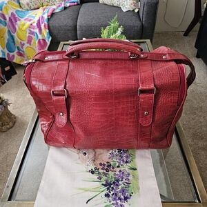 Bath & Body Works Red Croc-Embossed Duffel Bag
